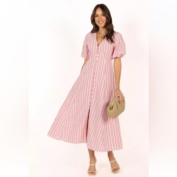 Petal & Pup Dresses & Skirts - Petal & Pup Pink and White Striped Maxi Dress Sz Xs